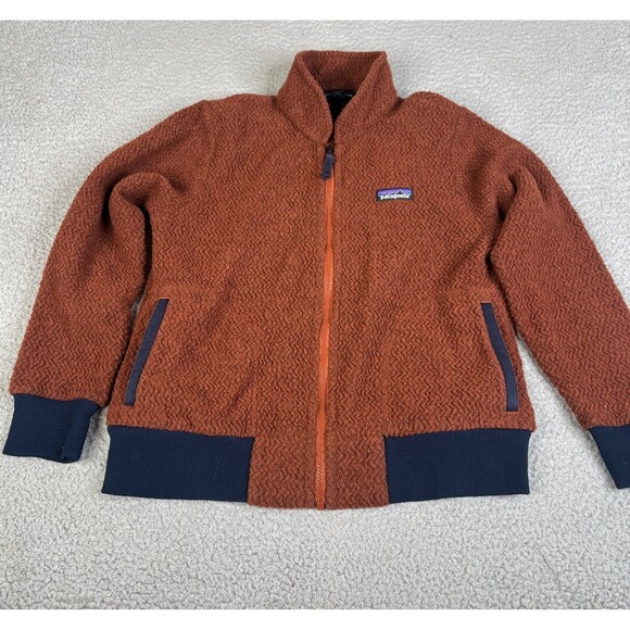 Patagonia Fleece Sweater Womens Small Brown Wool Blend Full Zip M's Woolyester - Picture 1 of 13